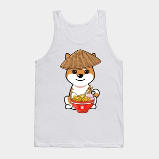 Funny Orange dog is eating noodles Tank Top